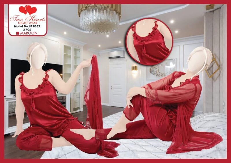 Women’s 3-Piece Nightwear Set – Elegant & Comfortable
