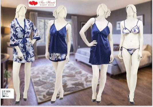 Two Hearts 6-Piece Nighty Set – Premium Luxury Nightwear