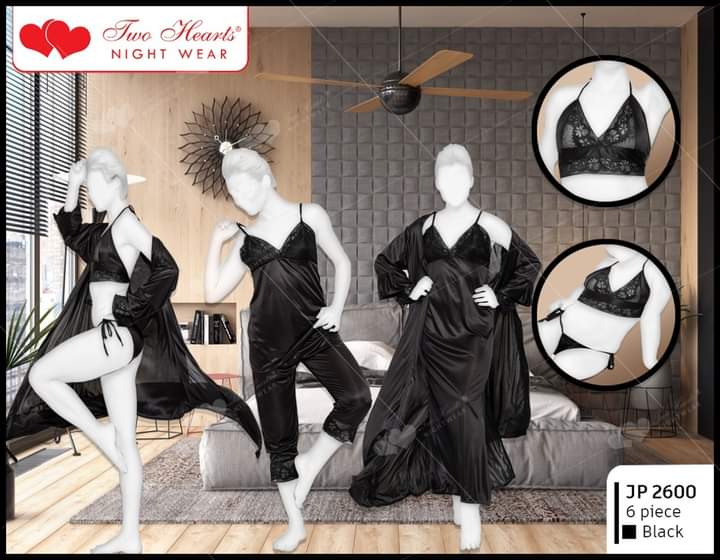 Women’s 6-Piece Satin Nightwear Set – Luxury Nighty Collection