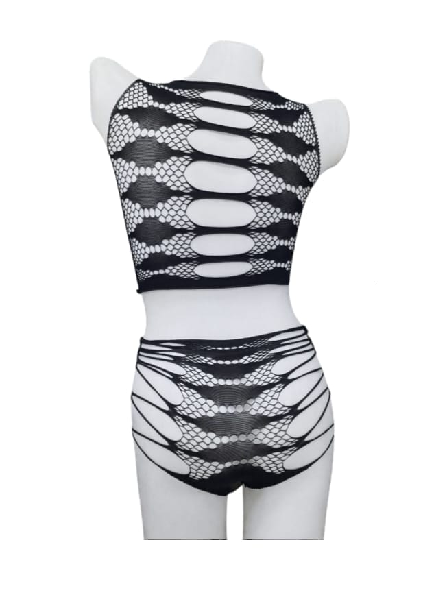 Sexy 2-Piece Fishnet Bodystocking Set