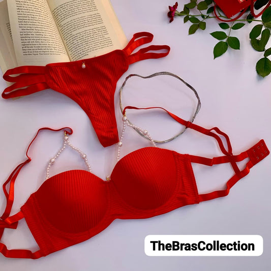 Premium Imported Bra & Panty Set with Beads – Soft Padded & Stylish