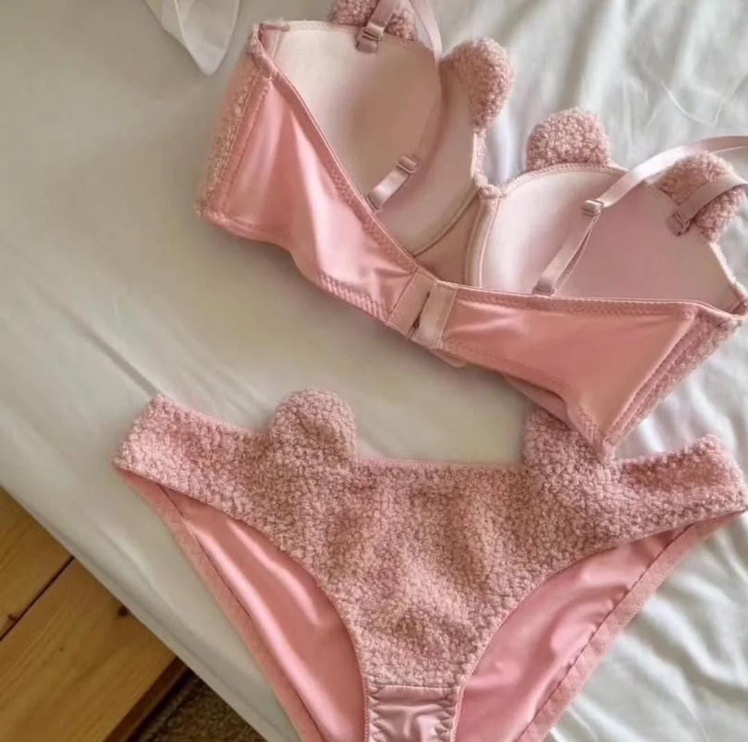 Premium Imported Soft Plush Bear Design Bra & Panty Set β High Quality