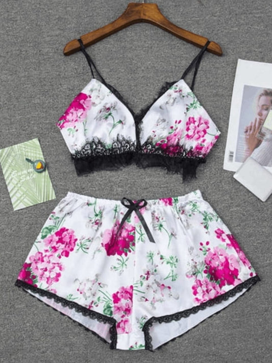 Floral Lace Cami Set – Elegant & Comfortable Sleepwear