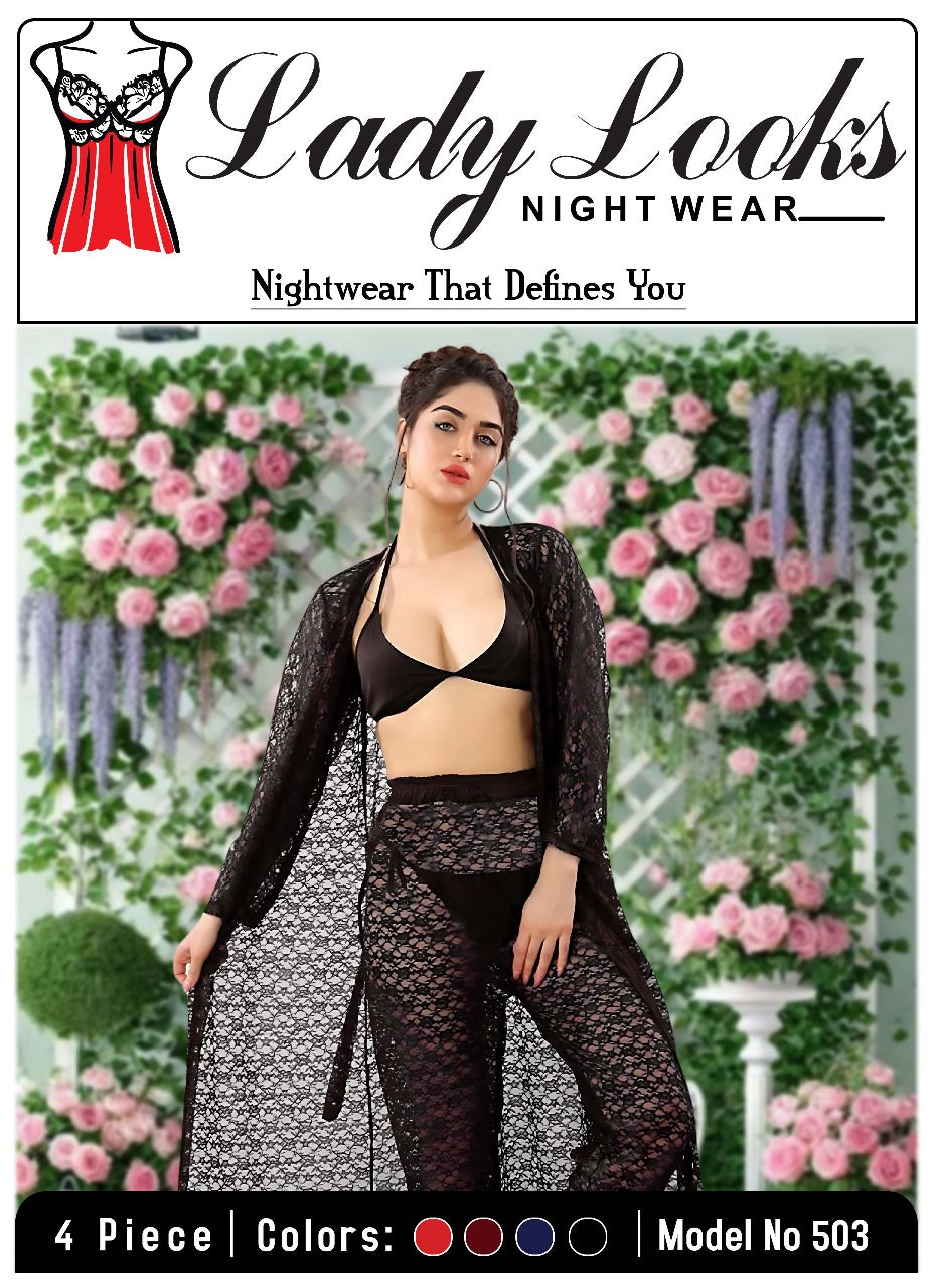 Lady Looks Premium 4-Piece Nightwear Set – Model 503