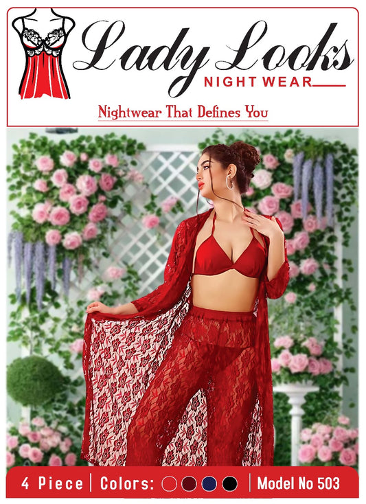 Lady Looks Premium 4-Piece Nightwear Set – Model 503
