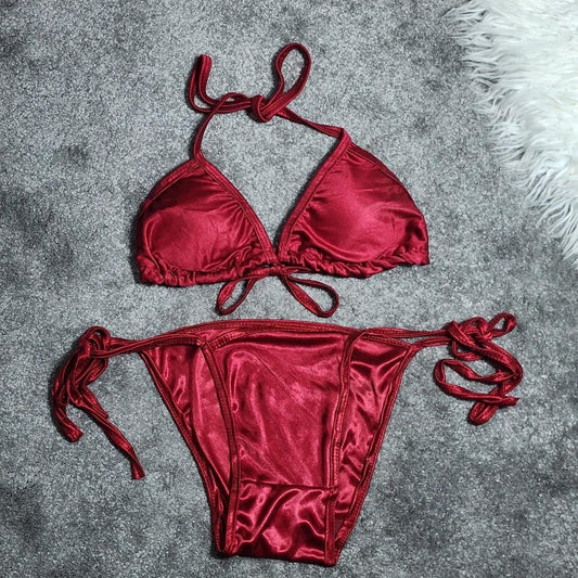 Satin Silk Padded Bikini Set – Luxurious