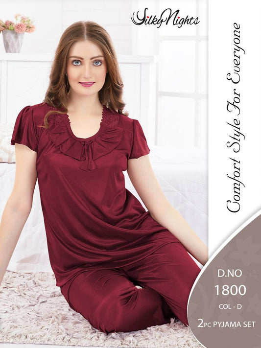 Silky Nights Imported Silk Nightwear Set – 2 Piece Trouser & Shirt