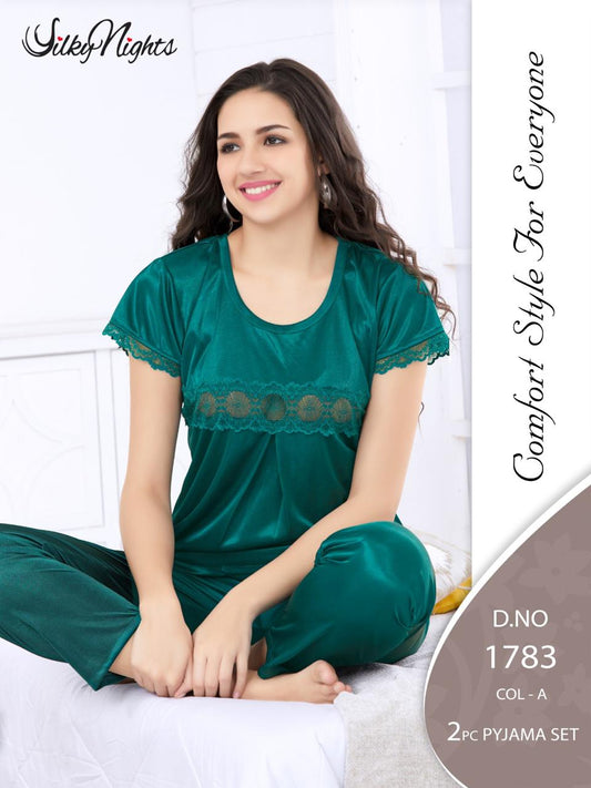 Silky Nights Imported Silk Nightwear Set – 2 Piece Trouser & Shirt