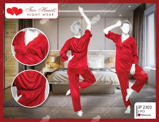 Women’s 2-Piece Satin Nightwear Set – Stylish Comfort
