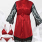 Two Hearts 3-Piece Silk Nighty with Bra & Panty Set – Elegant Nightwear