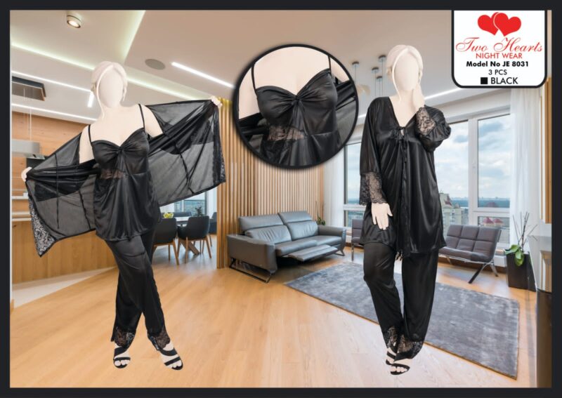 Women’s 3-Piece Nightwear Set – Elegant & Comfortable