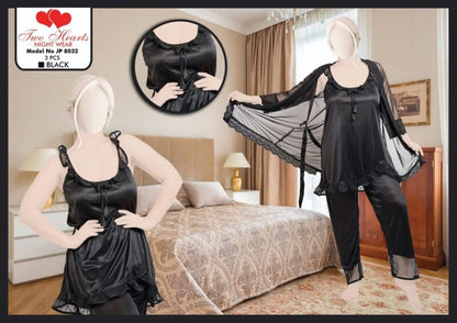 Women’s 3-Piece Nightwear Set – Elegant & Comfortable