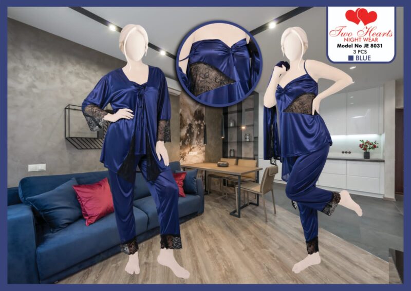 Women’s 3-Piece Nightwear Set – Elegant & Comfortable