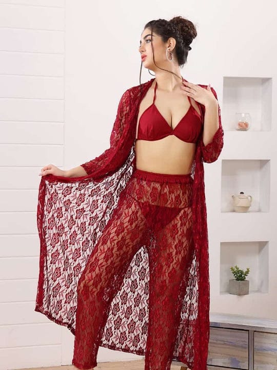 Premium Imported 4-Piece Net Nighty Set