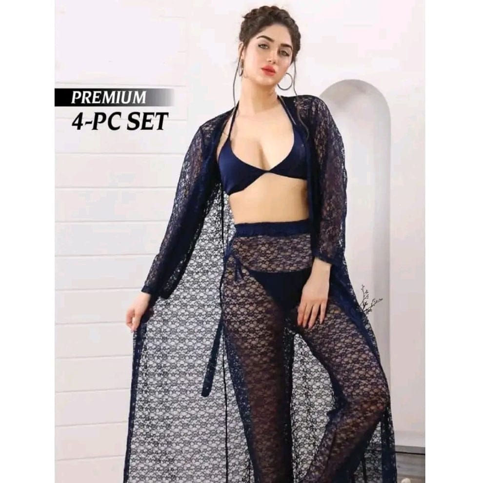 Premium Imported 4-Piece Net Nighty Set