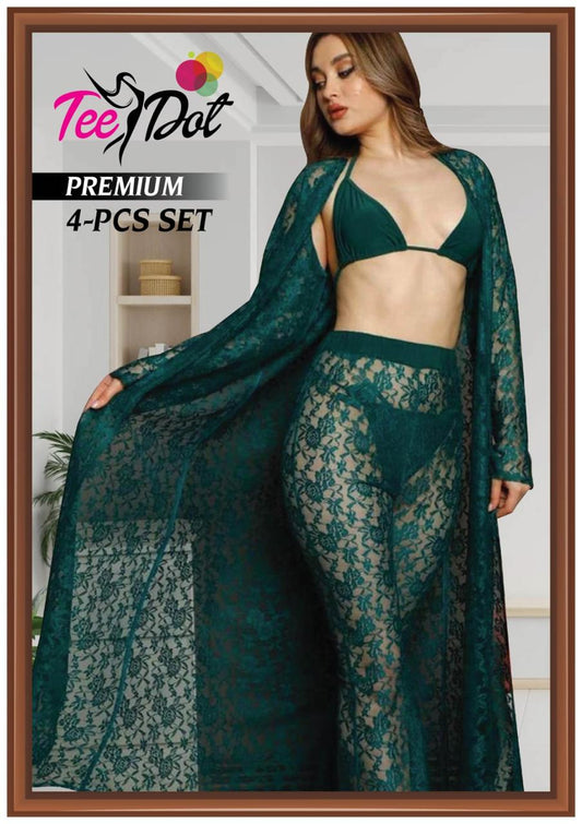 Premium Imported 4-Piece Net Nighty Set