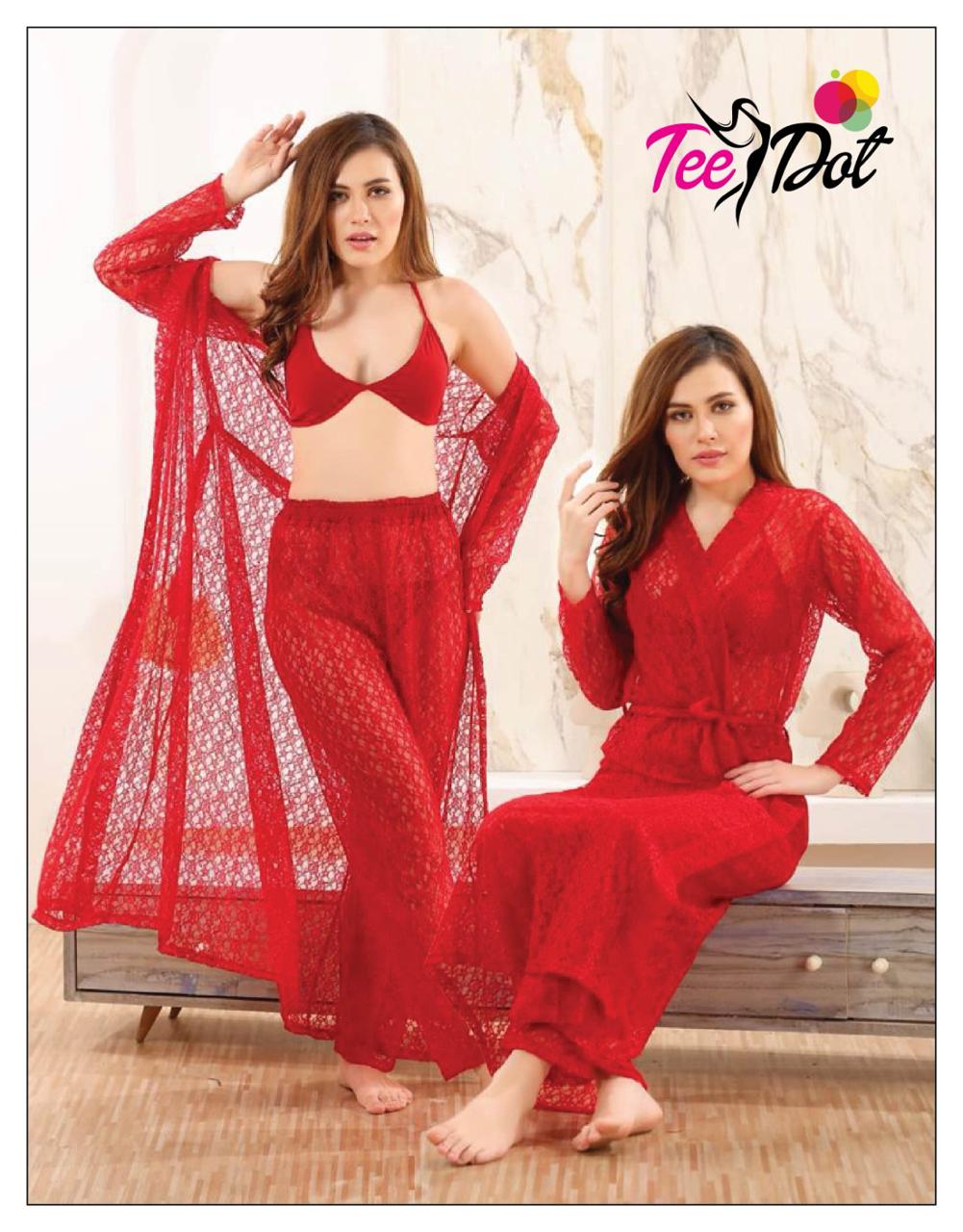 Premium Imported 4-Piece Net Nighty Set