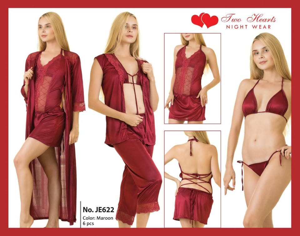 Women’s Nightwear 6-Piece Set – Elegant & Comfortable