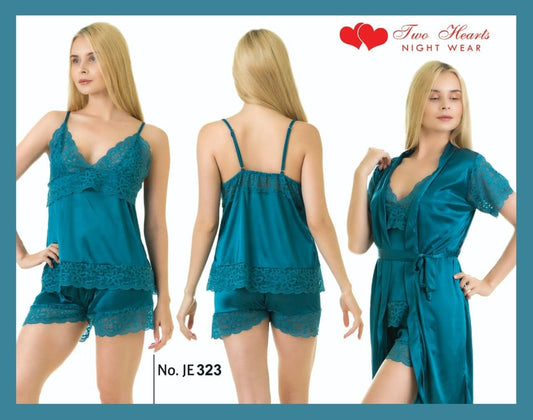 Women’s 3-Piece Boxer Style Nightwear Set