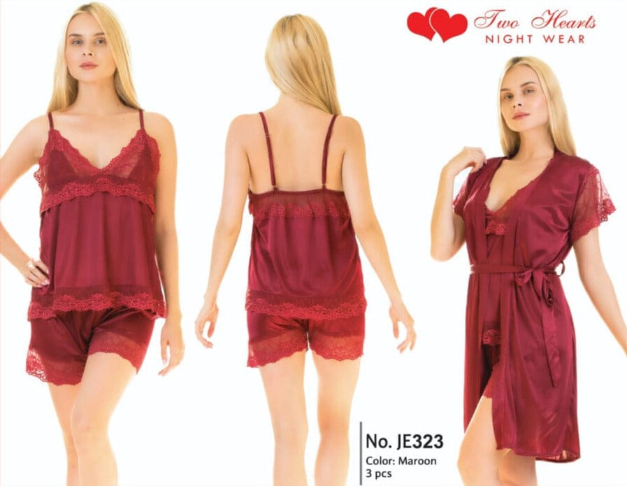 Women’s 3-Piece Boxer Style Nightwear Set
