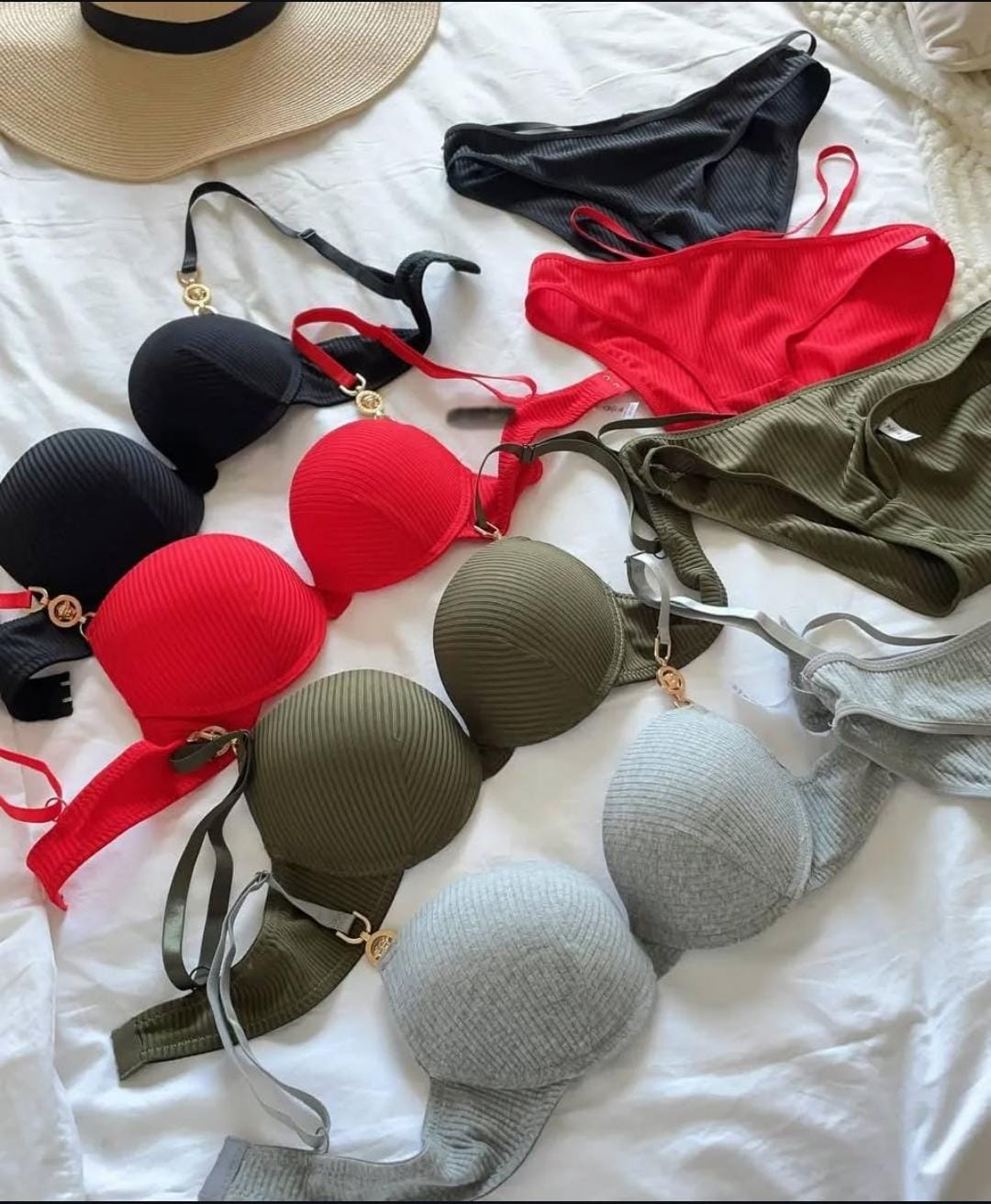 Versace Buckle Bra & Panty Set with Ring – Premium Imported Soft Padded