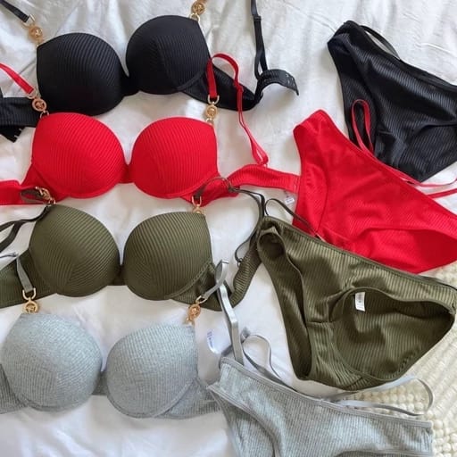 Versace Buckle Bra & Panty Set with Ring – Premium Imported Soft Padded