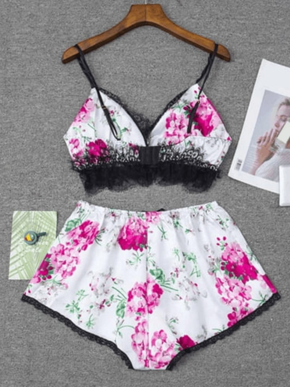 Floral Lace Cami Set – Elegant & Comfortable Sleepwear