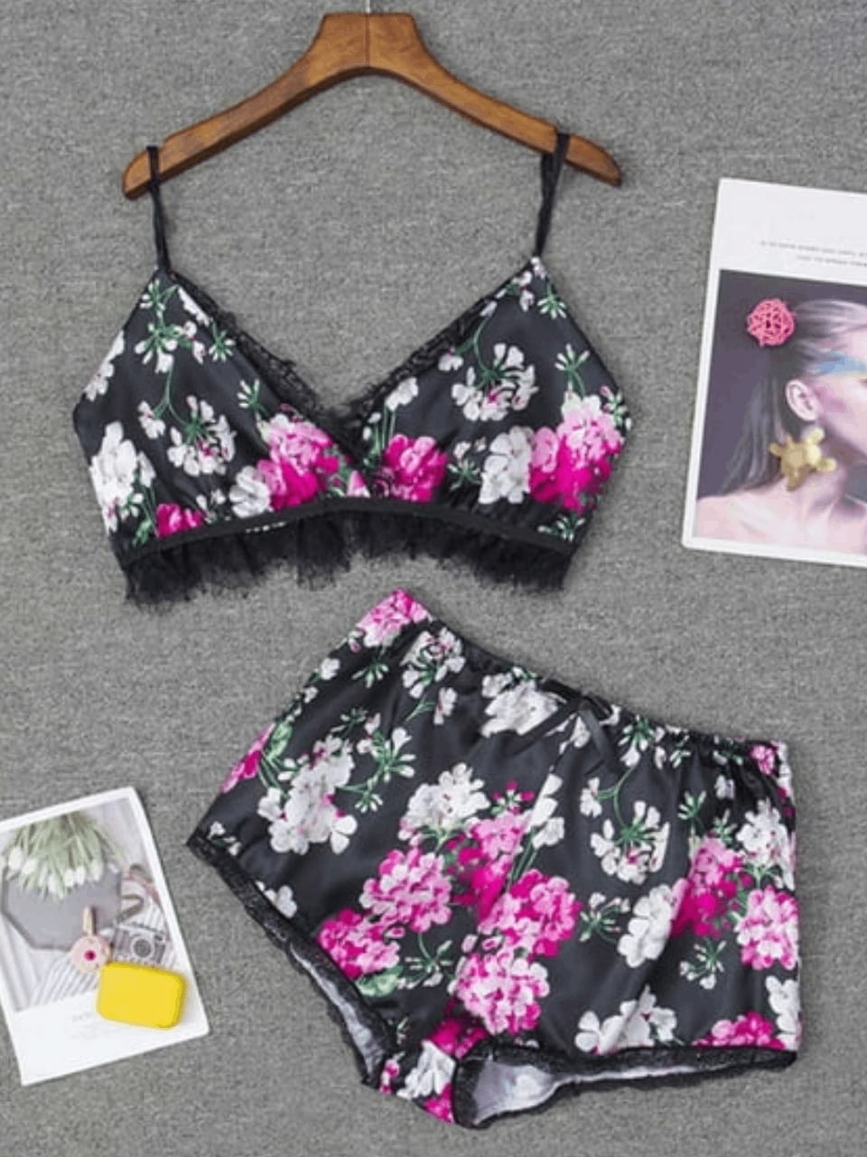 Floral Lace Cami Set – Elegant & Comfortable Sleepwear