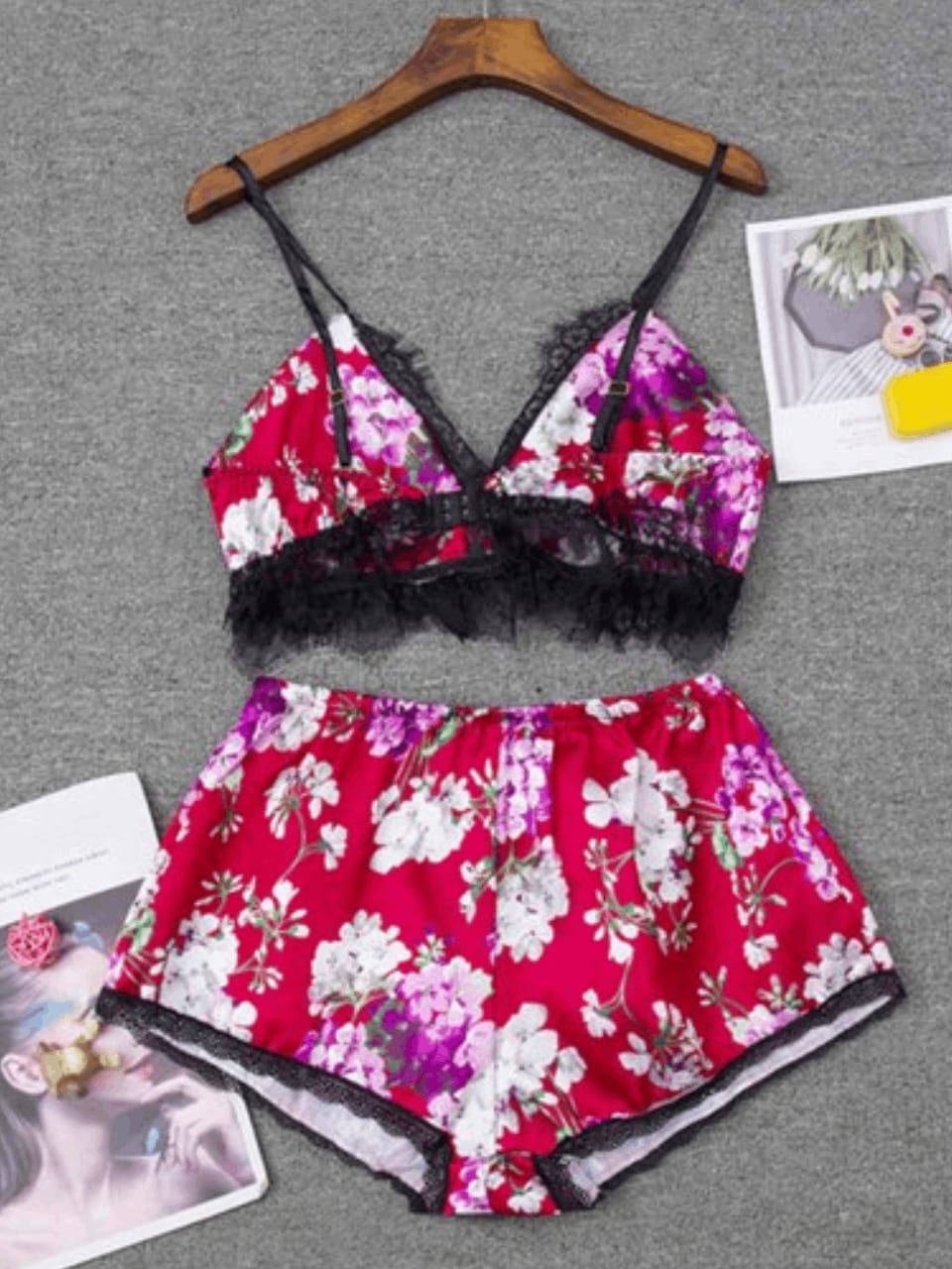 Floral Lace Cami Set – Elegant & Comfortable Sleepwear