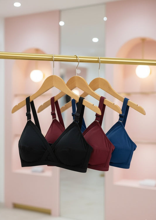 Pack of 3 Cotton Bras – Comfortable Everyday Wear