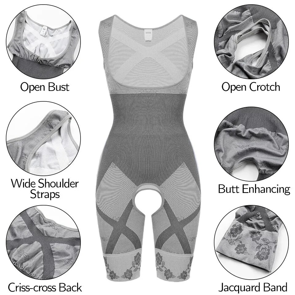 Premium Full Body Shaper – Cross Notch Design & Adjustable Fit