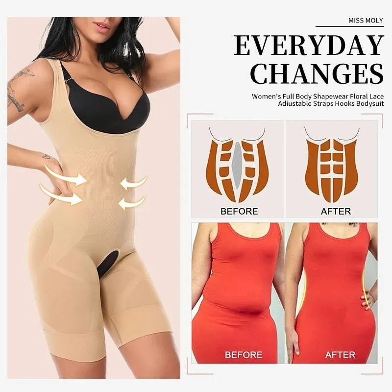Premium Full Body Shaper – Cross Notch Design & Adjustable Fit