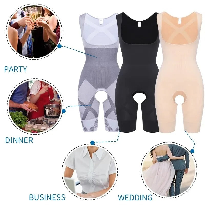 Premium Full Body Shaper – Cross Notch Design & Adjustable Fit