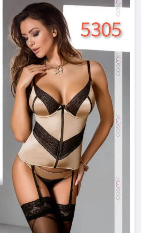 Luxurious Teddy with Garter – Deluxe Satin & Lace Lingerie Set