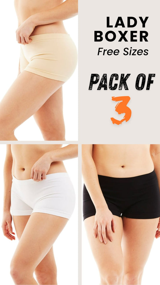 Women’s Lady Boxer Shorts – Pack of 3 | Free Size | Comfortable Everyday Wear
