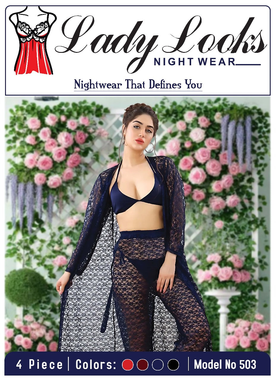 Lady Looks Premium 4-Piece Nightwear Set – Model 503