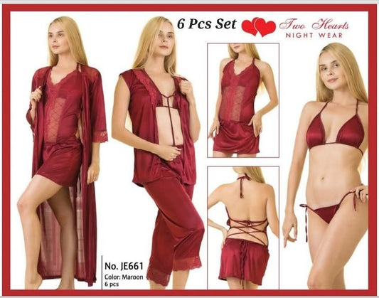 Two Heart Nightwear 6-Piece Set – Premium Women’s Sleepwear