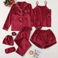 remium 7-Piece Imported Silk Nightwear Set