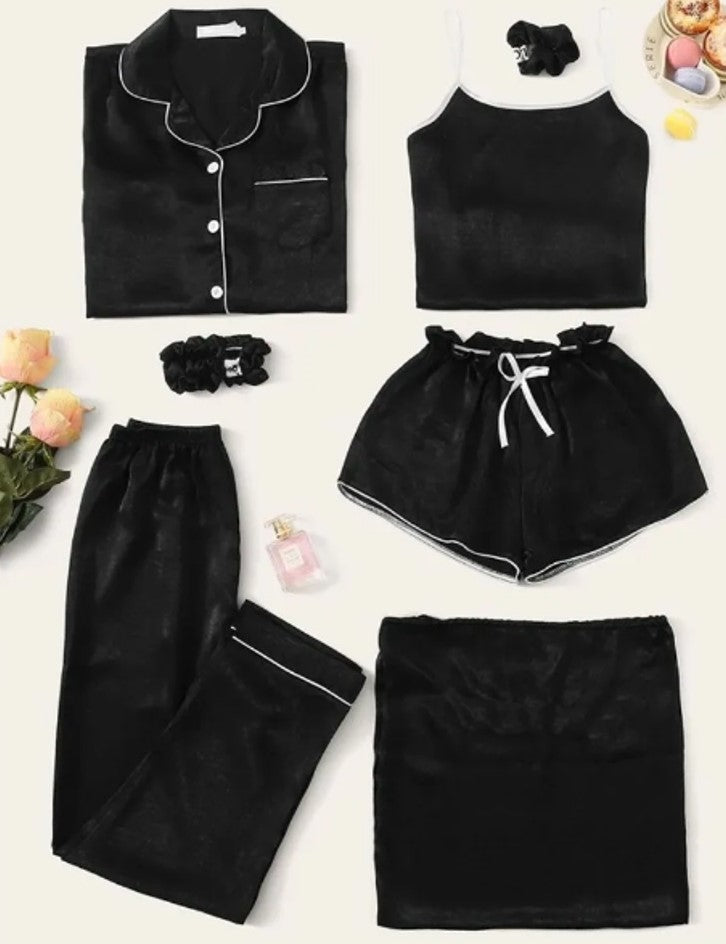 remium 7-Piece Imported Silk Nightwear Set