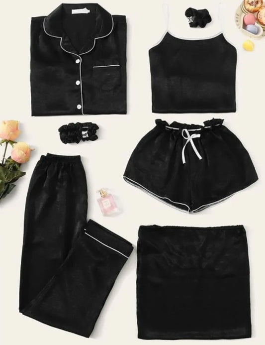 remium 7-Piece Imported Silk Nightwear Set