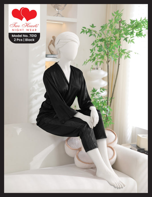 Two Hearts Nightwear 2 Pcs Satin Set
