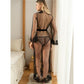 Luxury Sheer Lace Long Robe with G-String