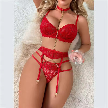 Cosplay Erotic Lingerie Set – Bra, Panty & Garters