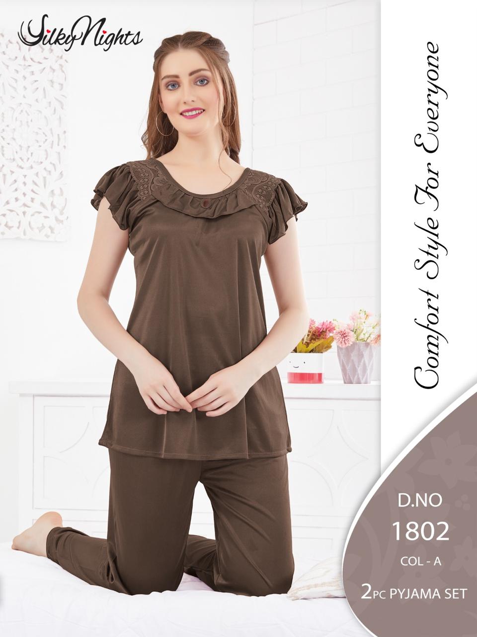 Silky Nights Imported Silk Nightwear Set – 2 Piece Trouser & Shirt