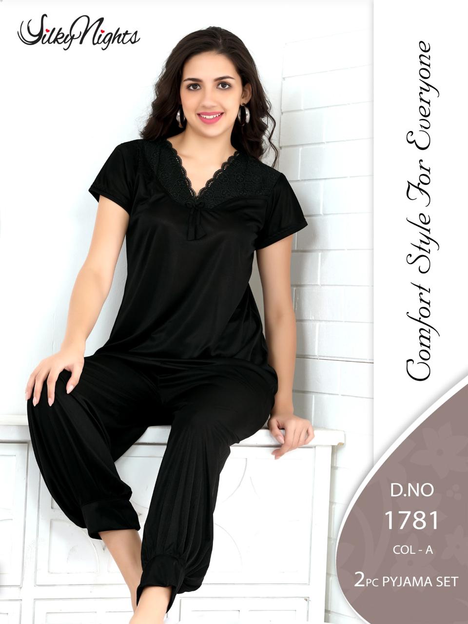 Silky Nights Imported Silk Nightwear Set – 2 Piece Trouser & Shirt