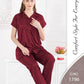 Silky Nights Imported Silk Nightwear Set – 2 Piece Trouser & Shirt