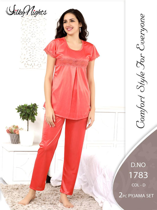 Silky Nights Imported Silk Nightwear Set – 2 Piece Trouser & Shirt