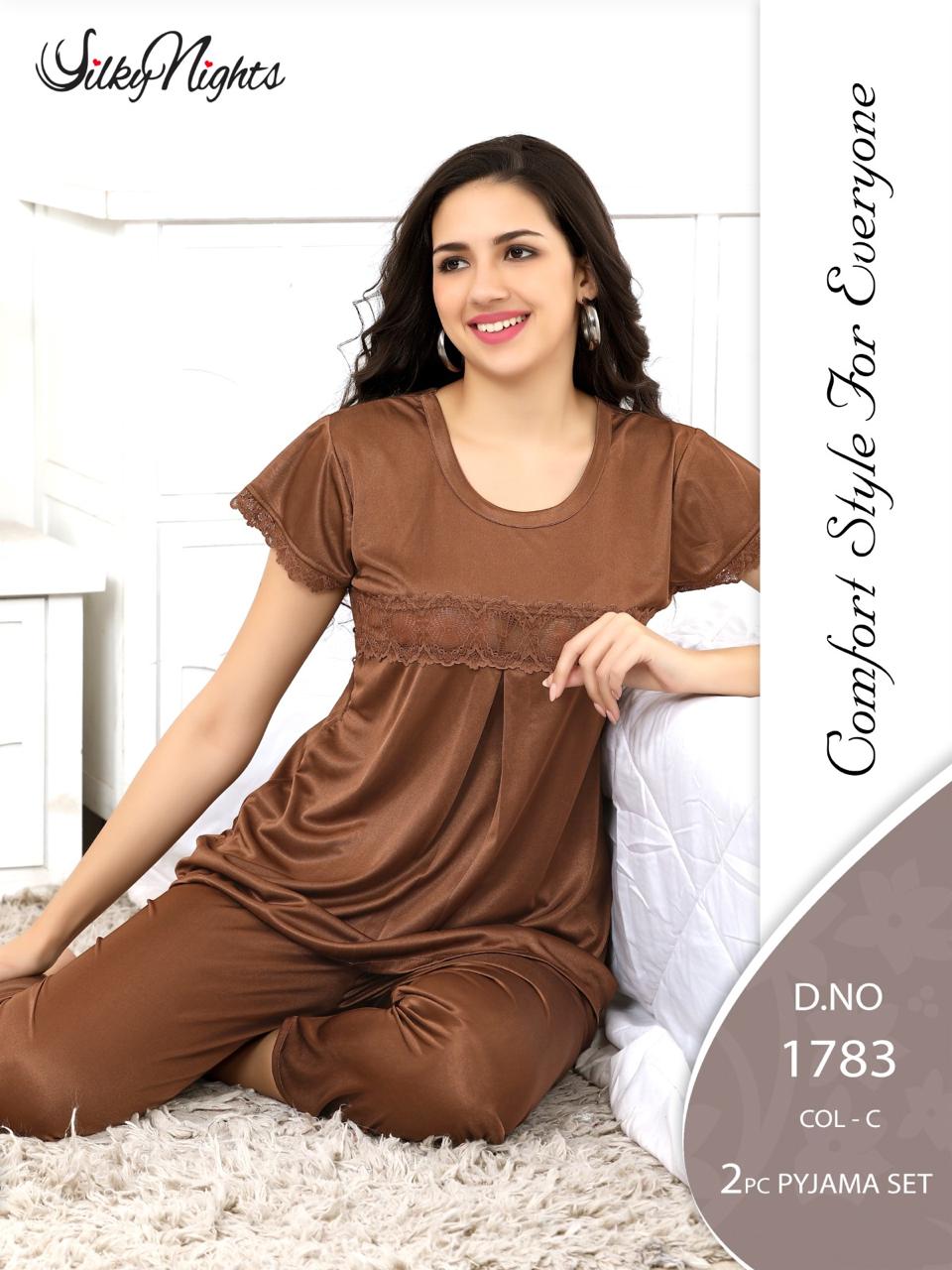 Silky Nights Imported Silk Nightwear Set – 2 Piece Trouser & Shirt