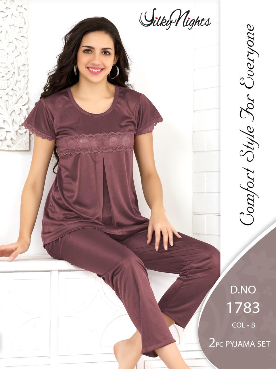 Silky Nights Imported Silk Nightwear Set – 2 Piece Trouser & Shirt