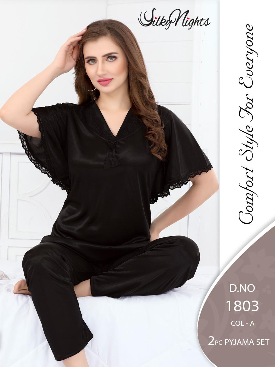 Silky Nights Imported Silk Nightwear Set – 2 Piece Trouser & Shirt